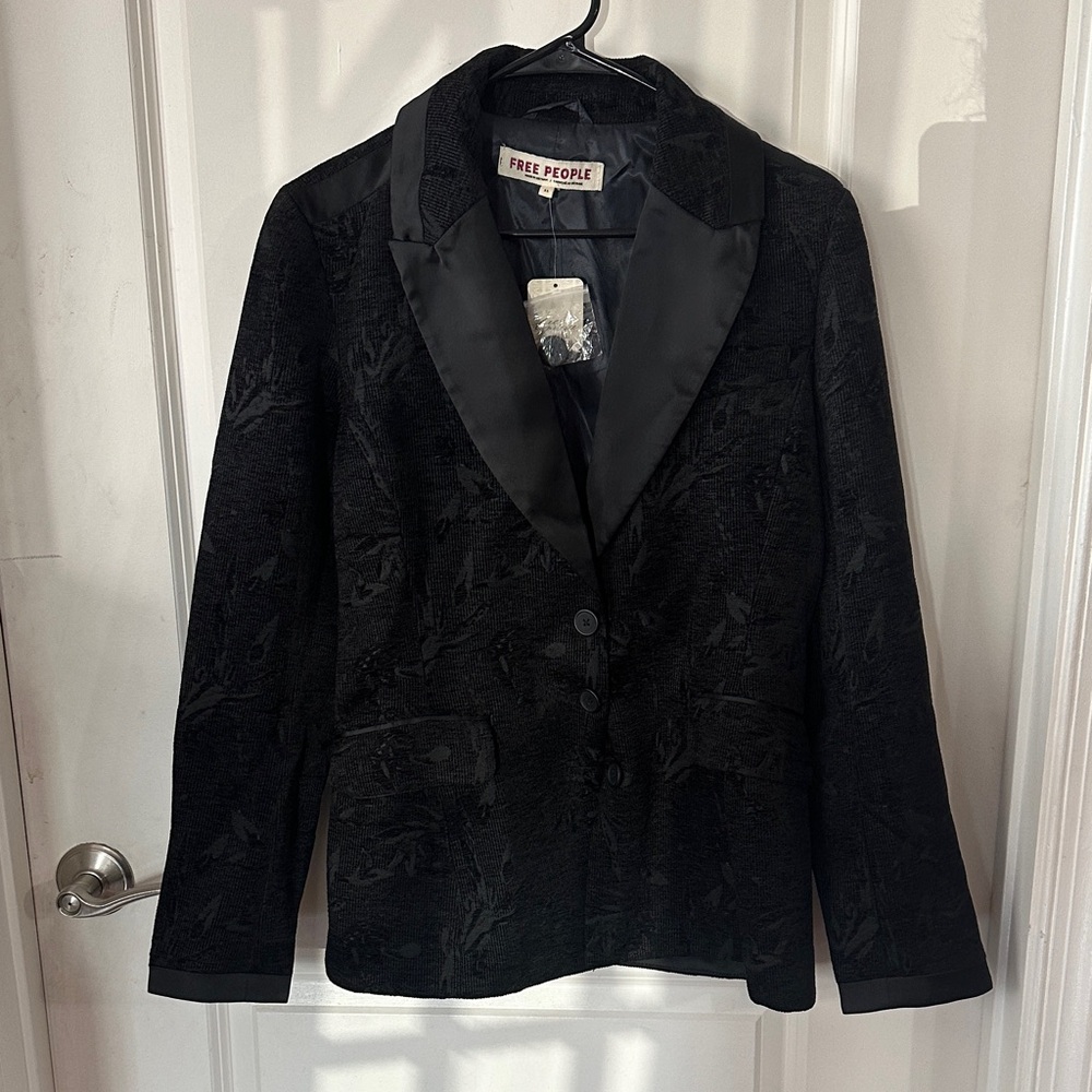 NWT Free People Elegant Black Floral Blazer - Size XS